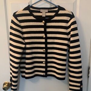 H&M Black and Cream Striped Cardigan